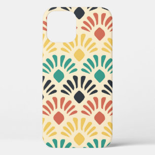 Funda Para iPhone 12 Formas de adorno coloridas sobre fondo claro, vint