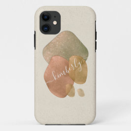 Funda Para iPhone 11 Formas de brillo de oro rosa abstracto en acuarela