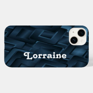 Funda Para iPhone 14 De Case-Mate Formas de diamante azul de nombre personalizado