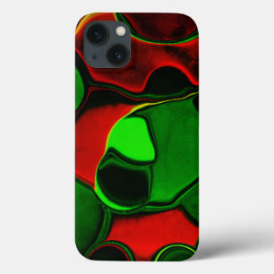 Funda Para iPhone 13 Formas distorsionadas y extrañas, colores rojos y 