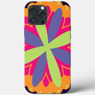 Funda Para iPhone 13 Pro Max Formas Florales Naranja Vibrante
