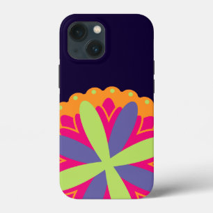 Funda Para iPhone 13 Mini Formas Florales Naranja Vibrante