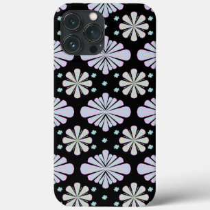 Funda Para iPhone 13 Pro Max Formas florales pastel sobre fondo negro