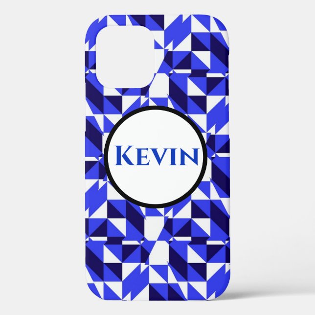 Funda De Case-Mate Para iPhone Formas geométricas azul y blanco negro (Reverso )
