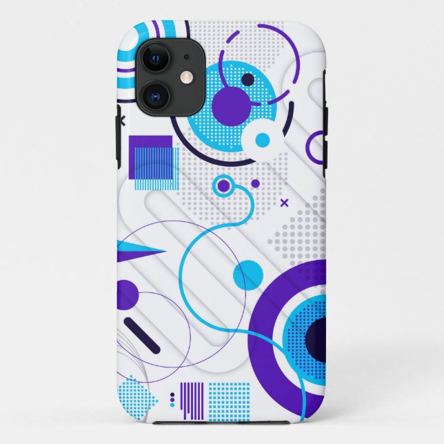 Funda De Case-Mate Para iPhone Formas geométricas azules modernas y chic (Reverso)