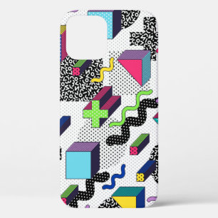 Funda Para iPhone 12 Formas geométricas multicolor, patrón retro.