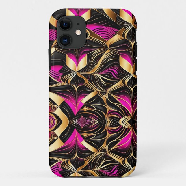 Funda De Case-Mate Para iPhone Formas geométricas Oro negro rosado (Reverso)