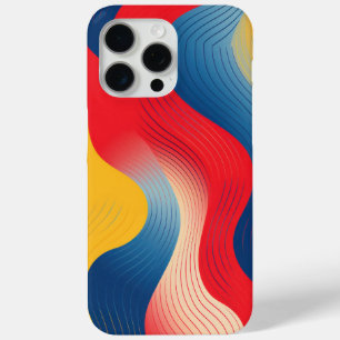 Funda Para iPhone 15 Pro Max Formas onduladas en amarillo, azul y rojo