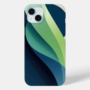 Funda Para iPhone 15 Mini Formas onduladas verdes y azules