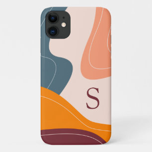 Funda Para iPhone 11 Formas Orgánicas Minimalistas Monograma de Olas