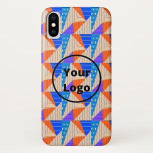 Funda Para iPhone X Formas retro coloridas sobre el marrón