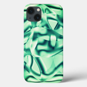 Funda Para iPhone 13 Formas verdes curvadas de tonos acrílicos y de men