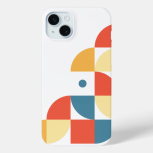 Funda Para iPhone 15 Mini Formas y colores retro en blanco