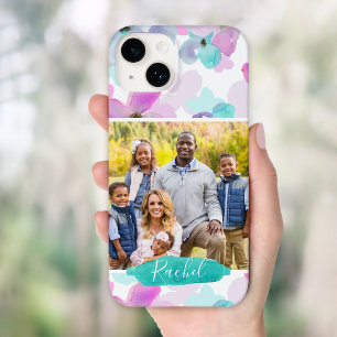 Funda Para iPhone 14 De Case-Mate Foto acuarela floral y monograma