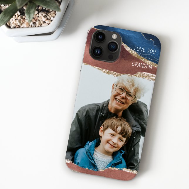 Funda De Case-Mate Para iPhone Foto Ama Abuela Azul Terracota Gold (Subido por el creador)