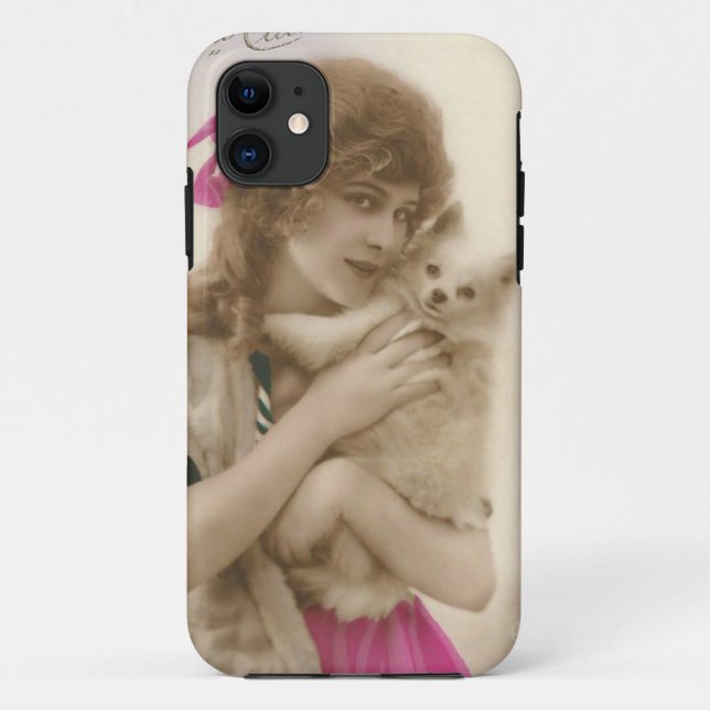 Funda De Case-Mate Para iPhone Foto antigua: mujer victoriana y perro (Reverso)