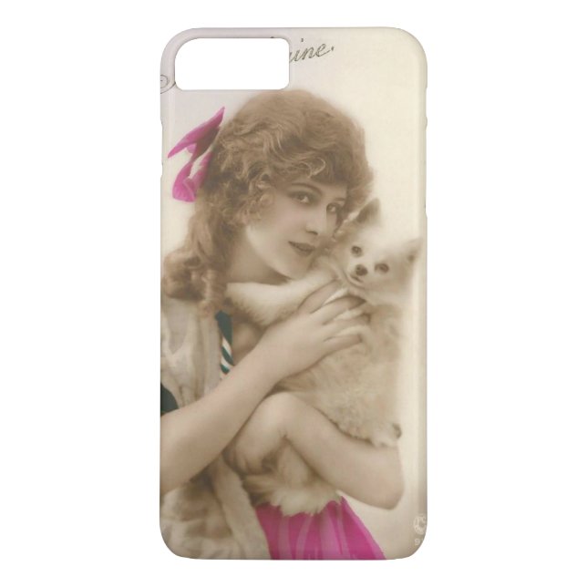 Funda De Case-Mate Para iPhone Foto antigua: mujer victoriana y perro (Reverso)