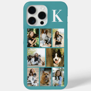 Funda Para iPhone 15 Pro Max Foto de 8 mascotas moderno turquesa