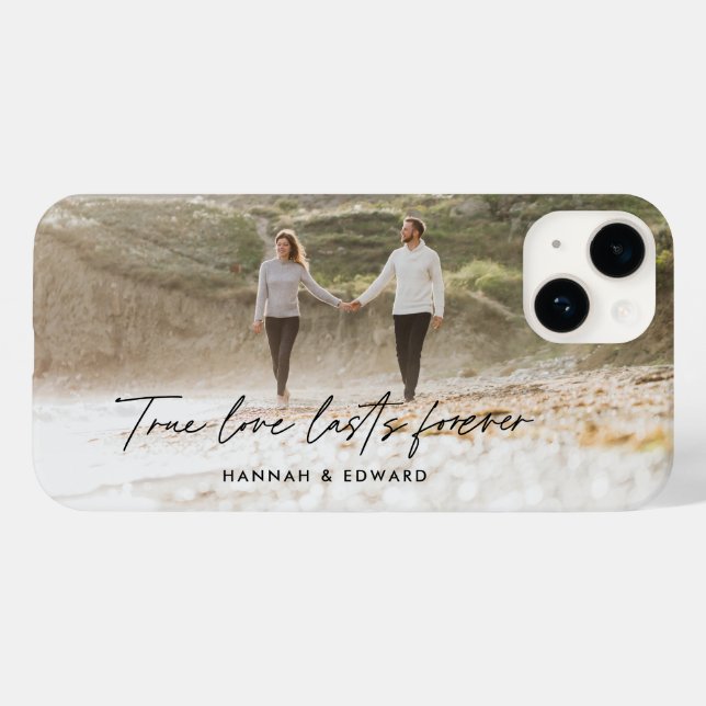 Funda De Case-Mate Para iPhone Foto de amor verdadero regalo personalizado mínimo (Reverso  (Horizontal))