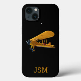 Funda Para iPhone 13 Foto de avión biplano Stearman,Aviación,Monograma