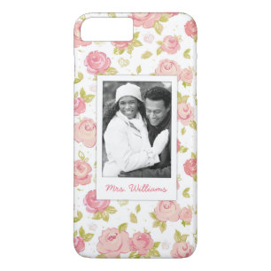 Funda Para iPhone 8 Plus/7 Plus Foto de encargo y rosas rosados elegantes