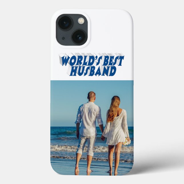 Funda De Case-Mate Para iPhone Foto de esposo con texto azul marino (Reverso)