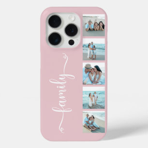 Funda Para iPhone 15 Pro Foto de Familia con Guión Rosa Rubor