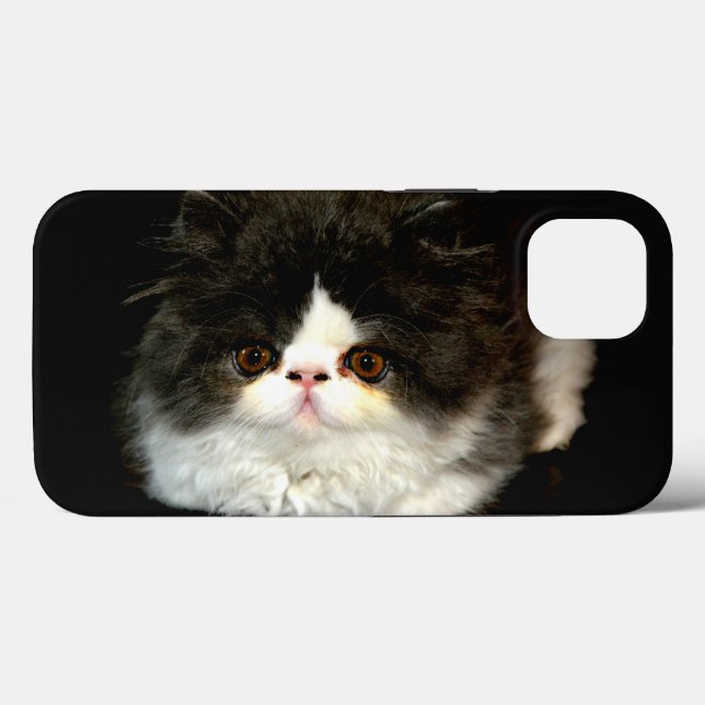 Funda De Case-Mate Para iPhone Foto de gatito negro blanco lindo (Reverso (Horizontal))
