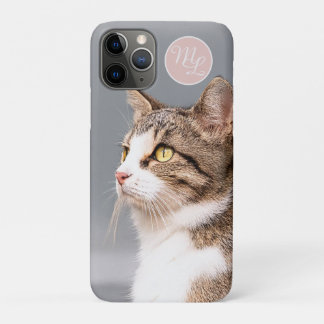 Funda Para iPhone 11 Pro Foto de gato con monograma personalizable