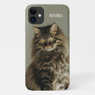 Funda Para iPhone 11 Foto de gato personalizada y nombre de mascota per