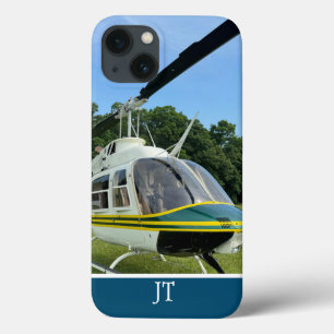 Funda Para iPhone 13 Foto de Helicóptero con Monograma, Aviación Fresca