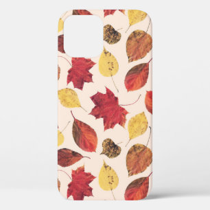 Funda Para iPhone 12 Foto de hojas reales, patrón único sin costuras.