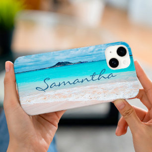 Funda Para iPhone 15 Foto de la playa de arena azul océano de Hawái agr