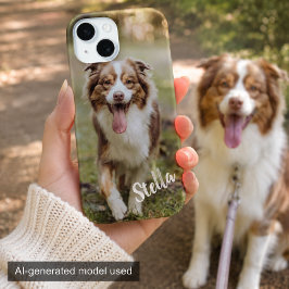 Funda Para iPhone 15 Foto de mascota personalizada con nombre