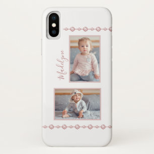 Funda Para iPhone X Foto de nombre Diamante de imitación rosado Rosa
