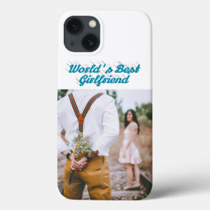 Funda Para iPhone 13 Foto de novia con texto azul cielo