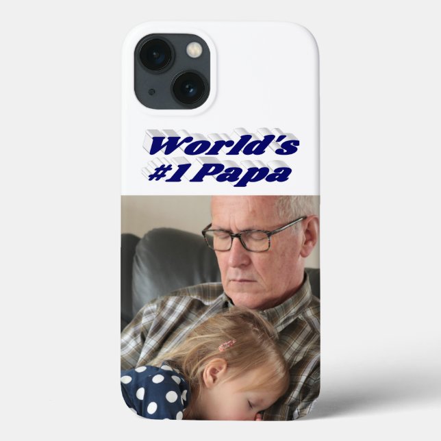 Funda De Case-Mate Para iPhone Foto de papá con texto azul oscuro (Reverso)