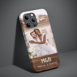 Funda Para iPhone 14 De Case-Mate Foto de pareja con monograma y nombre personalizad
