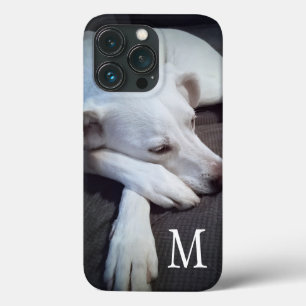 Funda Para iPhone 13 Pro Foto de Perro Blanco con Cute Paws Single Inicial