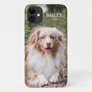 Funda Para iPhone 11 Foto de perro personalizada con nombre de mascota