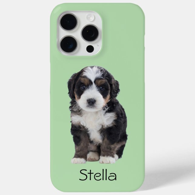 Funda De Case-Mate Para iPhone Foto de perro personalizado - Verde Pastel con nom (Reverso )