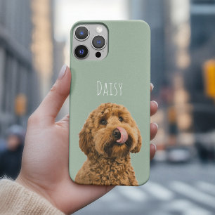 Funda Para iPhone 15 Pro Foto de perro verde salvia personalizada