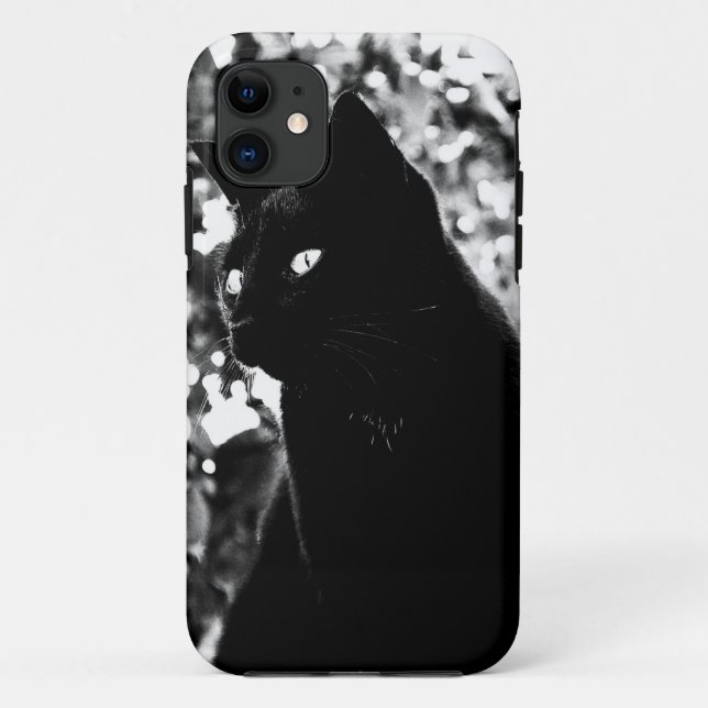 Funda De Case-Mate Para iPhone Foto de retrato de gato negro (Reverso)