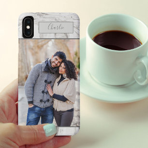 Funda Para iPhone XS Max Foto de retrato personalizada sobre mármol gris