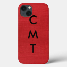 Funda Para iPhone 13 Foto de textura de línea roja con monograma Person
