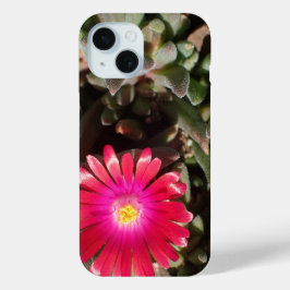 Funda Para iPhone 15 foto de una flor suculenta rosa caliente