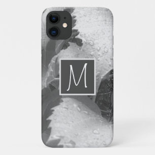 Funda Para iPhone 11 Foto en blanco y negro de hojas de uva gris inicia