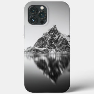 Funda Para iPhone 13 Pro Max Foto en blanco y negro de la montaña Lofoten