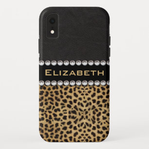 Funda Para iPhone XR FOTO en monograma de Diamante de imitación leopar