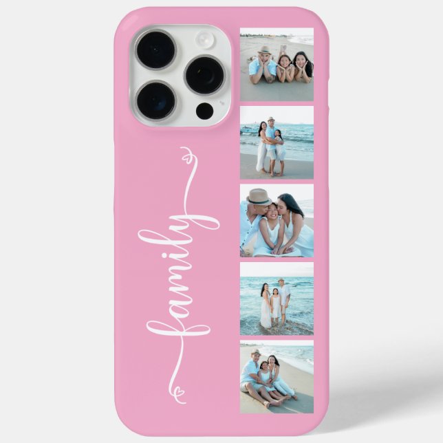 Funda De Case-Mate Para iPhone Foto Familiar Script Rosa (Reverso )